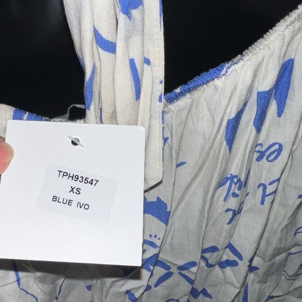 NWT Paper Heart Anthropologie Blue & White Vino Open Tie Back Maxi Dress Size XS - Picture 9 of 10